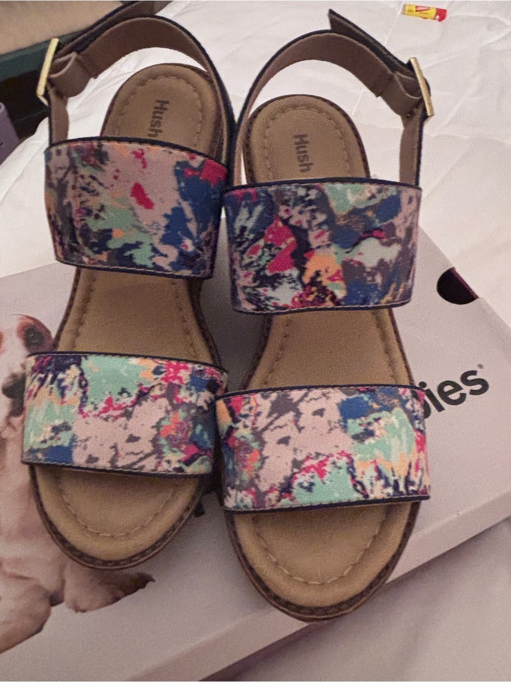 Hush Puppies Women’s Multicolor Abstract Print Wedge Sandals